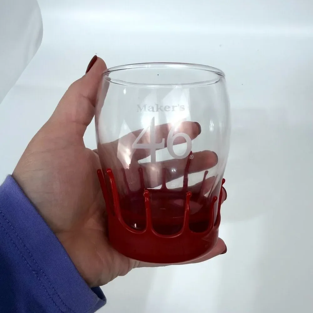 Makers Mark Bourbon Red Wax Dipped Whiskey Glass - 8 oz size Barware